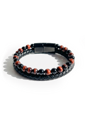Bracciale "Ares" in Pelle, Occhio di Toro e Onice Nera