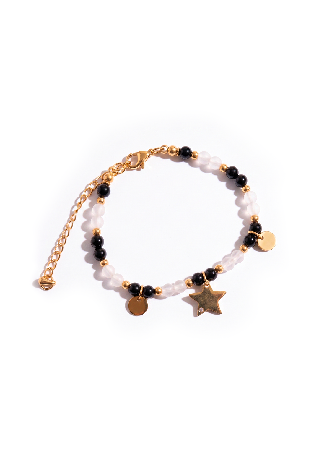 Bracciale "Incanto" in Onice Nero e Cristallo di Rocca