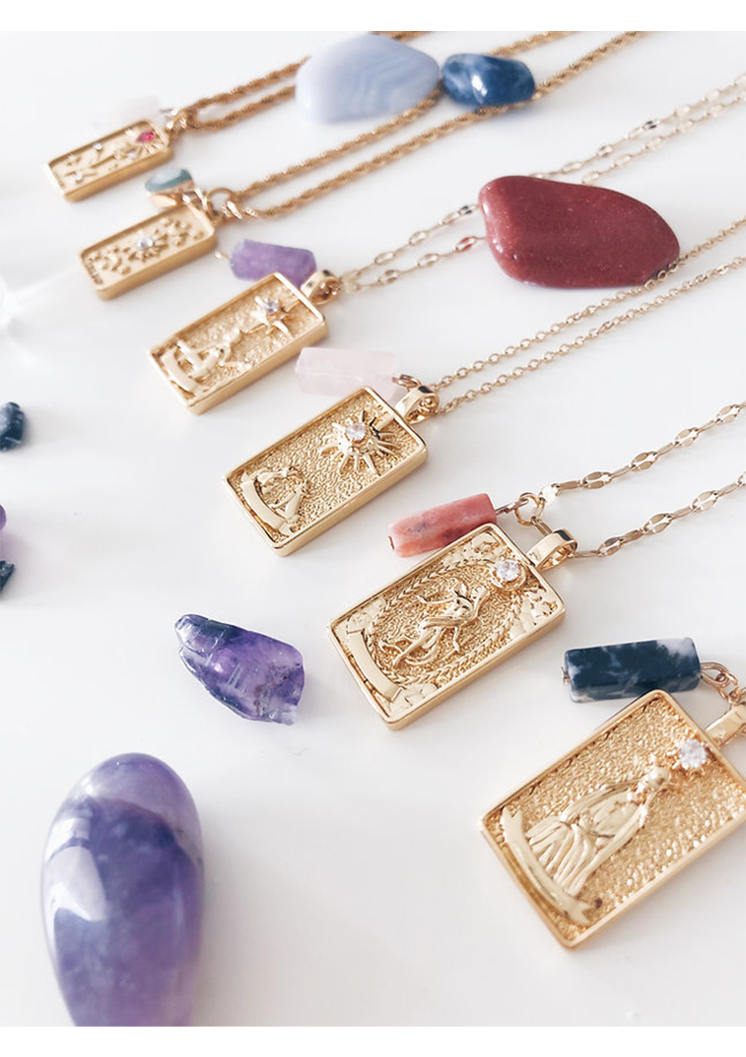 Collier "Tarot" con Pietra Naturale e Zircone