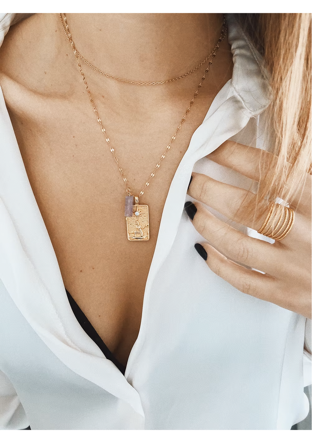 Collier "Tarot" con Pietra Naturale e Zircone